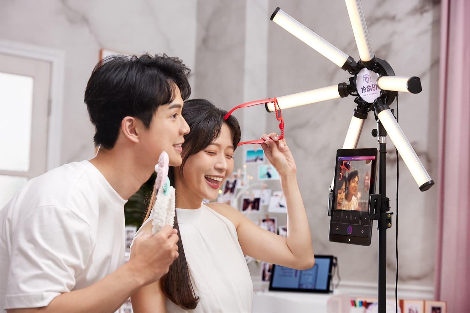 Professional studio-light photo effect at a corporate event